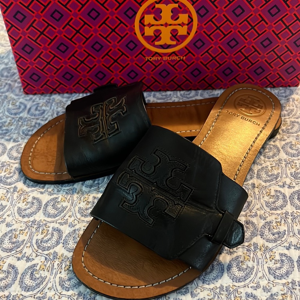 SIZE 8.5 TORY BURCH MELINDA SLIDE BLACK